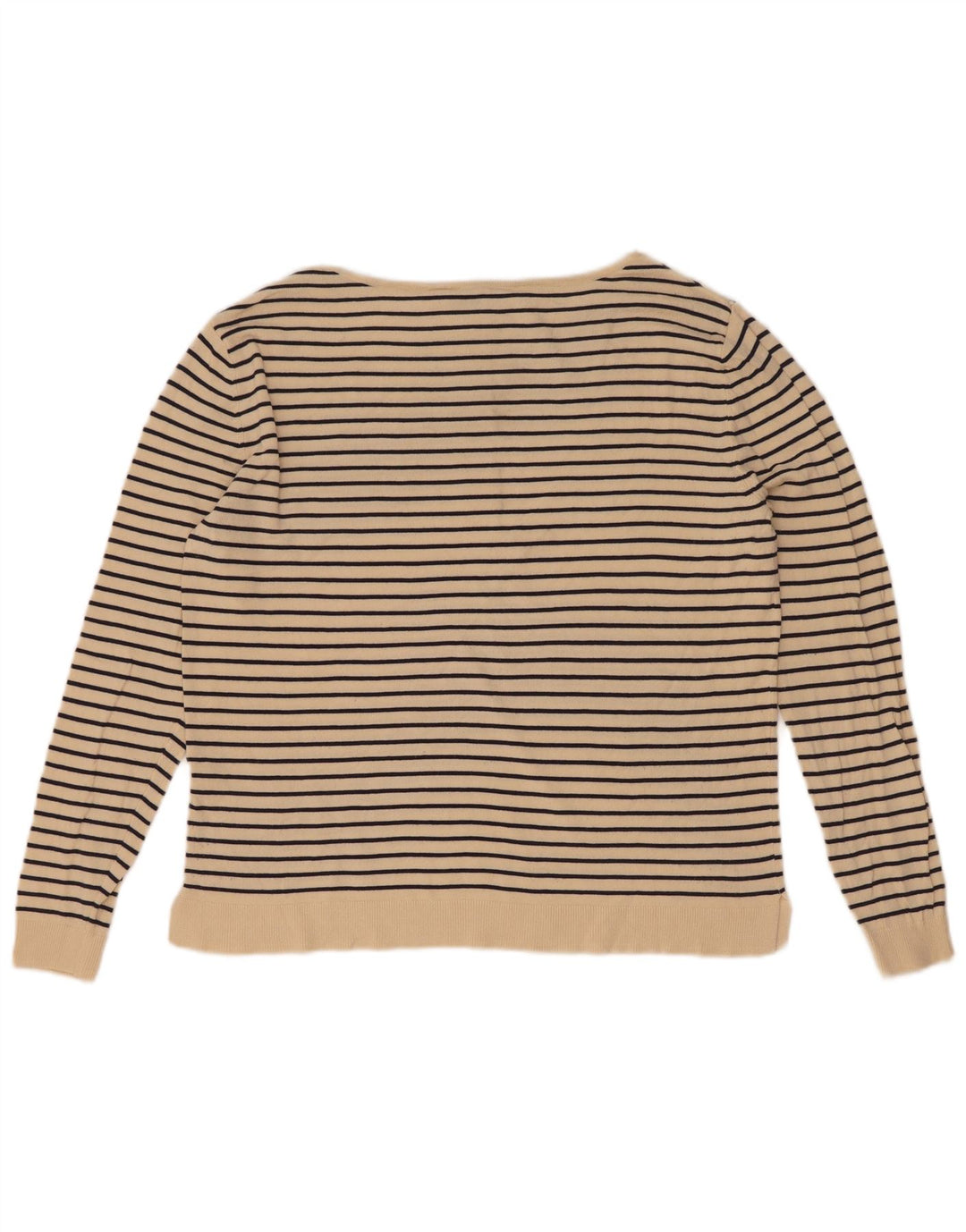 Zara Femme Haut Oversize Manches Longues UK 10 Petit Beige Rayé Nautique