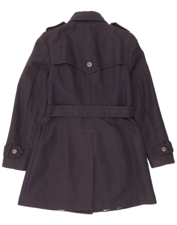 Massimo Dutti Trench Femme UK 18 XL Bleu Marine Coton