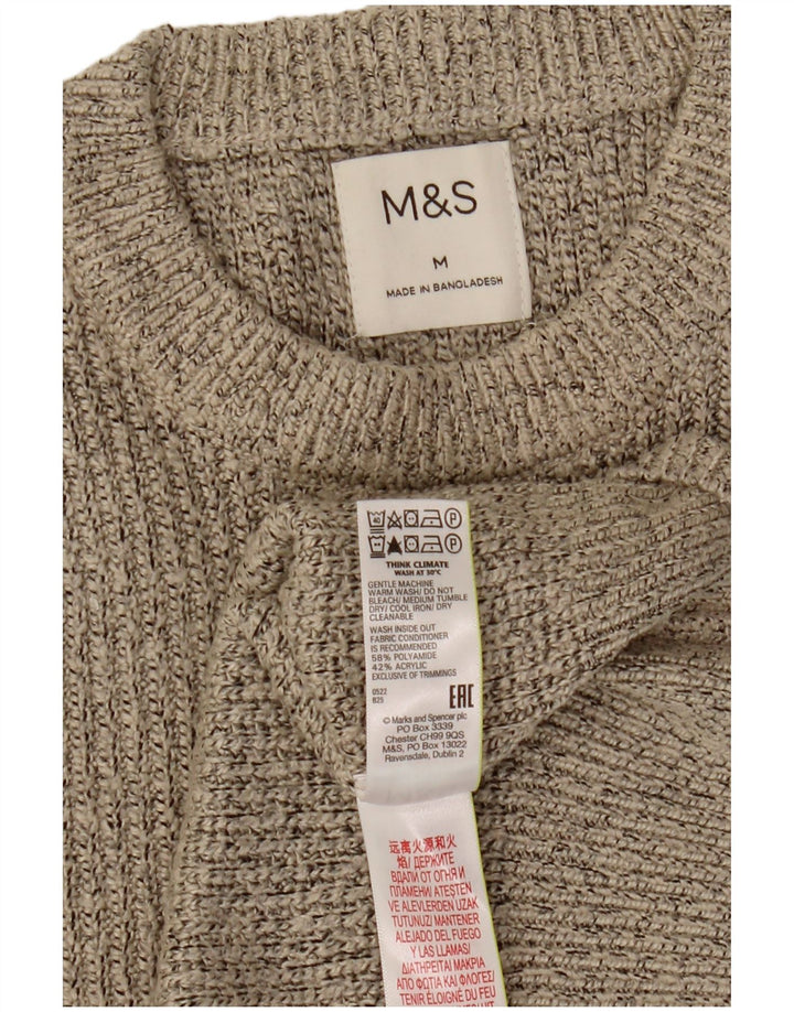Marks & Spencer Pull Col Rond Homme Beige Moyen Moucheté