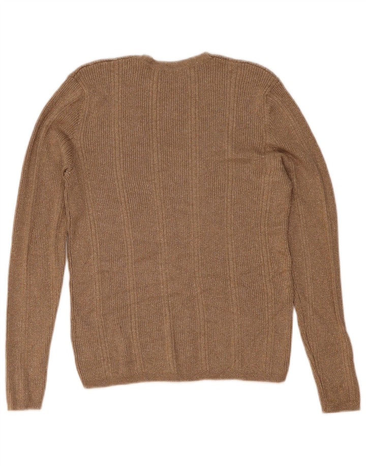 Marks & Spencer Pull col en V pour femme UK 12 Beige moyen moucheté