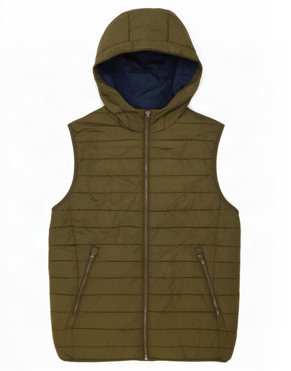 Jack & Jones Gilet rembourré à capuche pour homme UK 40 Large Kaki Polyester