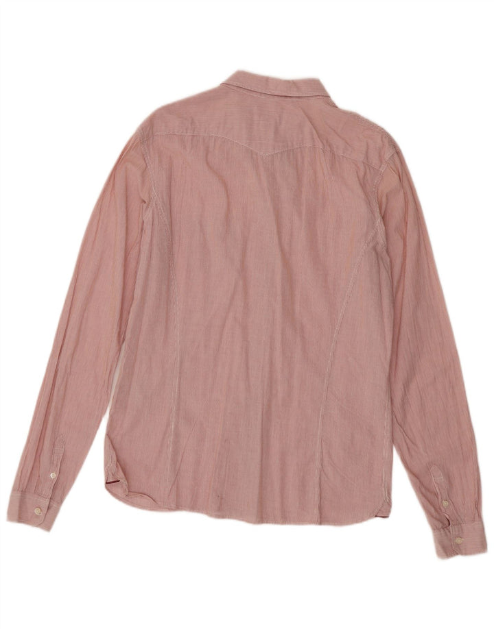 Levi's Chemise Femme UK 16 Grand Coton à Rayures Rouges