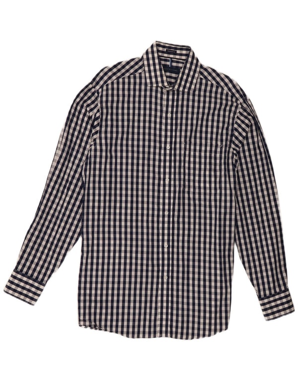 Tommy Hilfiger Chemise coupe régulière pour homme Taille 15 1/2 Vichy bleu marine moyen
