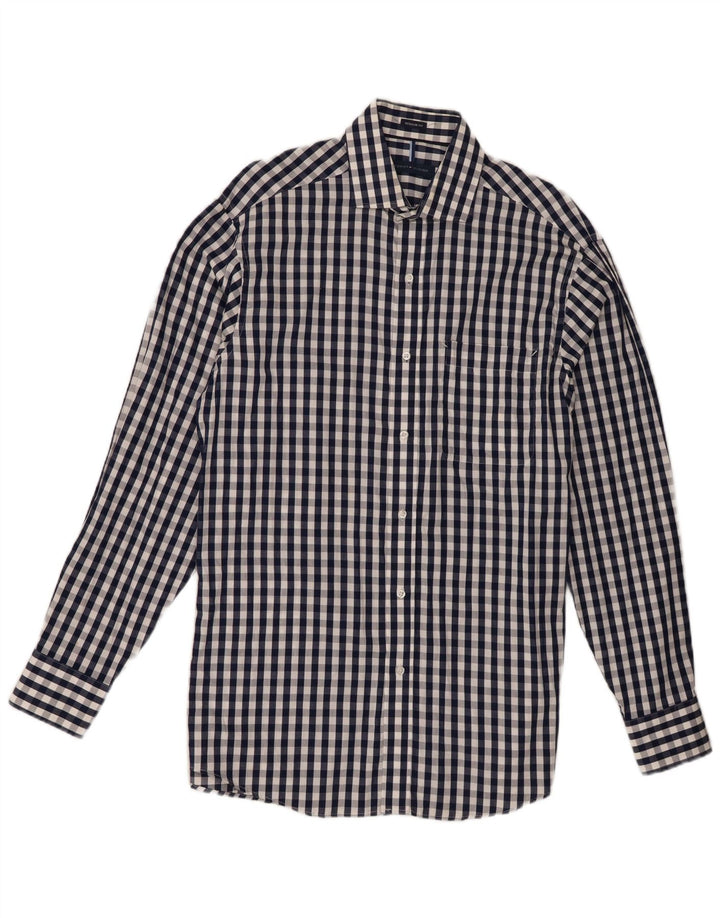 Tommy Hilfiger Chemise coupe régulière pour homme Taille 15 1/2 Vichy bleu marine moyen