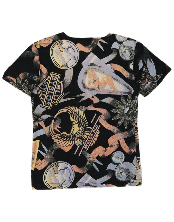 Byblos Womens Graphic T-Shirt Top UK 12 Moyen Multicolore Coton