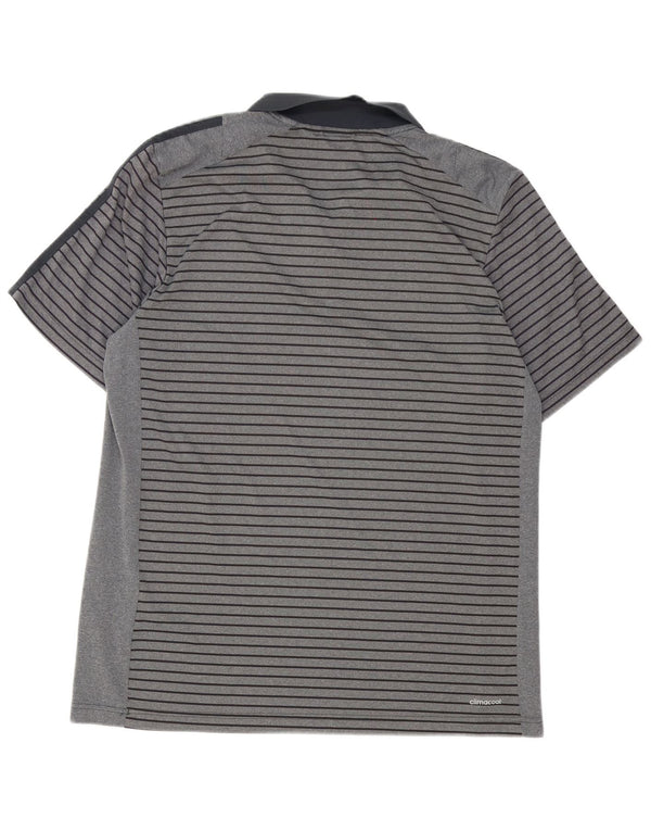 Adidas Homme Climacool Polo XL Gris Rayé Polyester