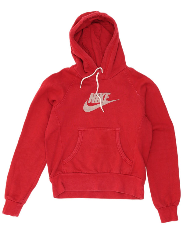 Nike Pull à capuche court graphique pour femme UK 8/10 Petit coton rouge