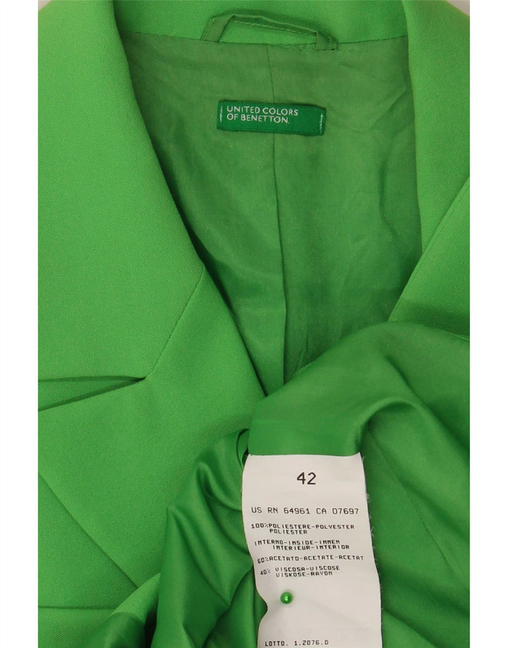 Benetton Veste Blazer 3 Boutons Femme IT 42 Vert Moyen Polyester