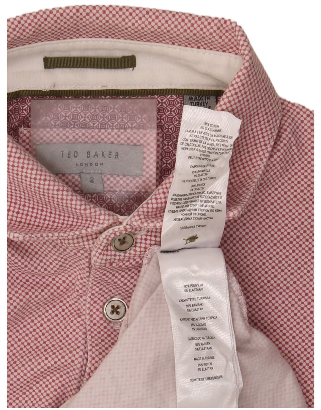 Ted Baker Polo homme taille 2 petit coton tacheté rose