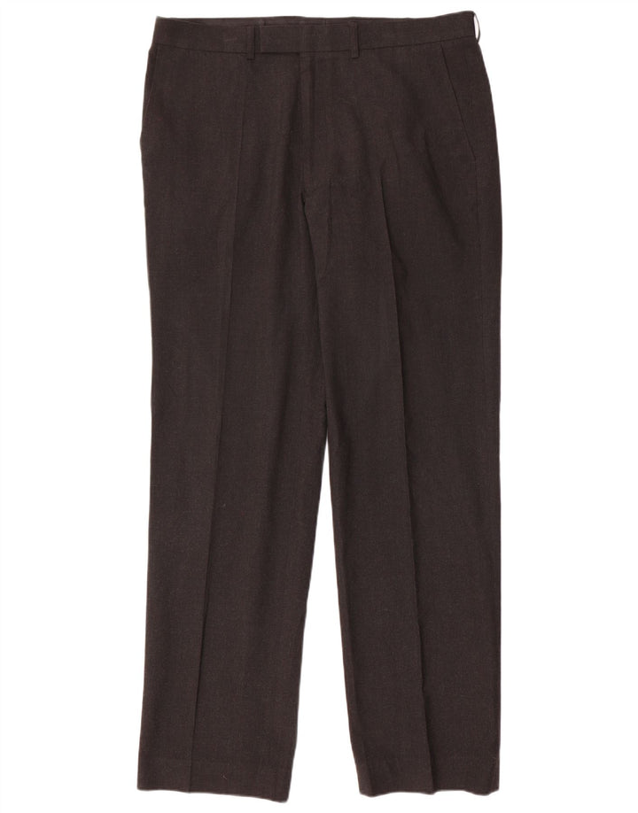 Marks & Spencer Pantalon de Costume Droit Homme W36 L33 Gris Polyester