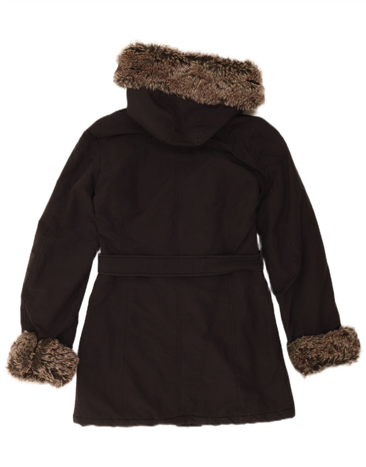 Refrigue Veste Parka surdimensionnée à capuche pour femme UK 6 XS Nylon noir