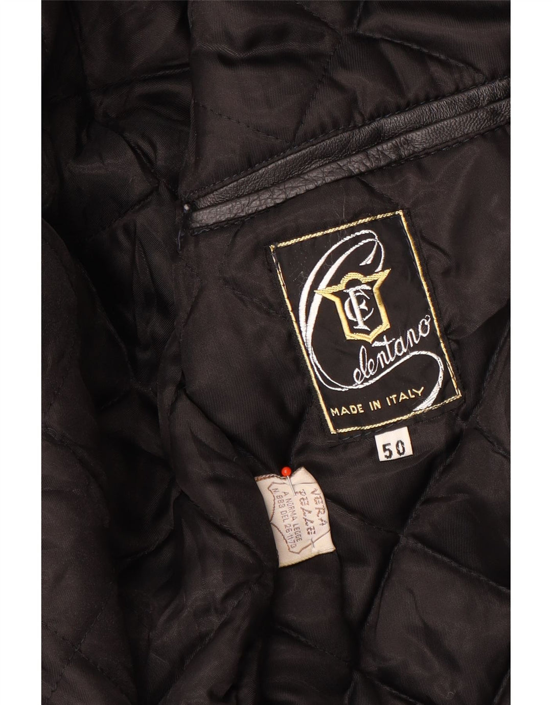 veste en cuir homme vintage IT 50 Grand cuir noir