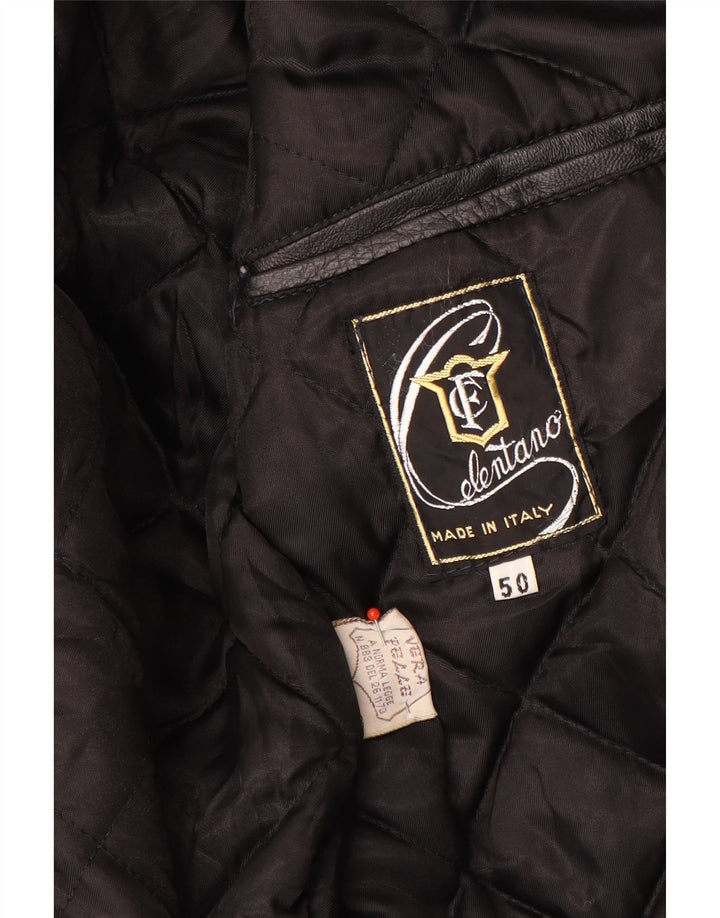veste en cuir homme vintage IT 50 Grand cuir noir