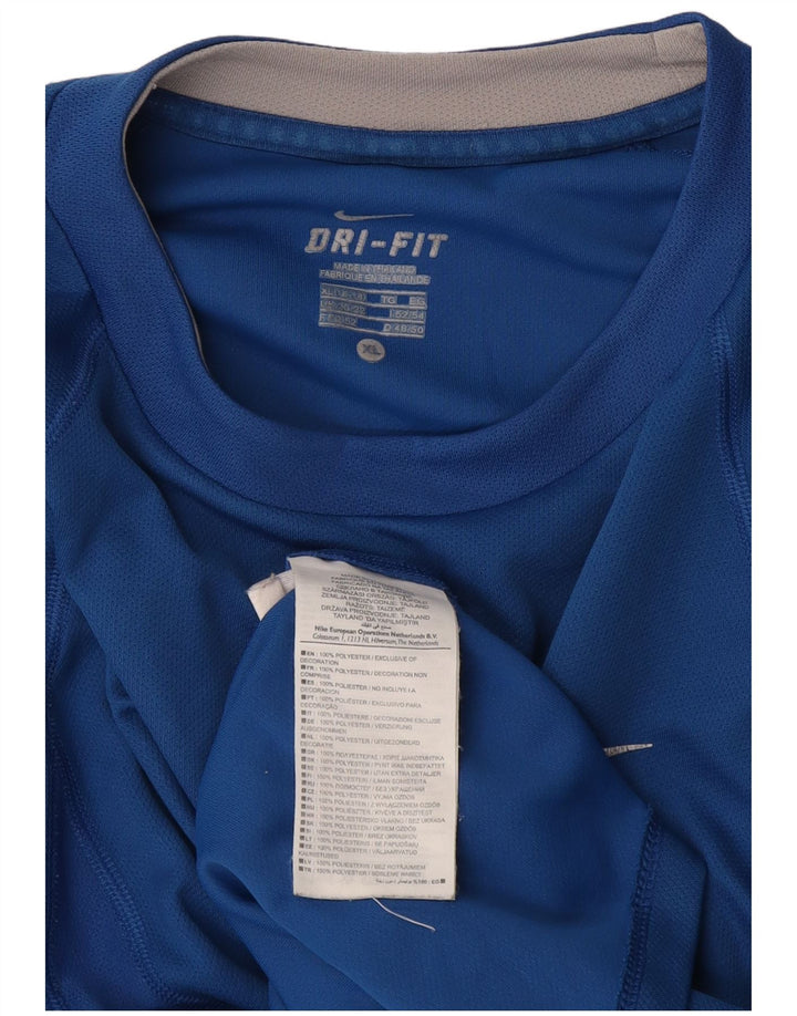 Nike Femme Dri Fit Haut Manches Longues UK 20/22 XL Bleu Polyester