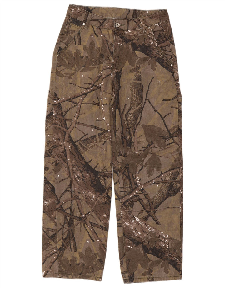 VINTAGE Pantalon Cargo Droit Homme Moyen W30 L27 Marron Floral