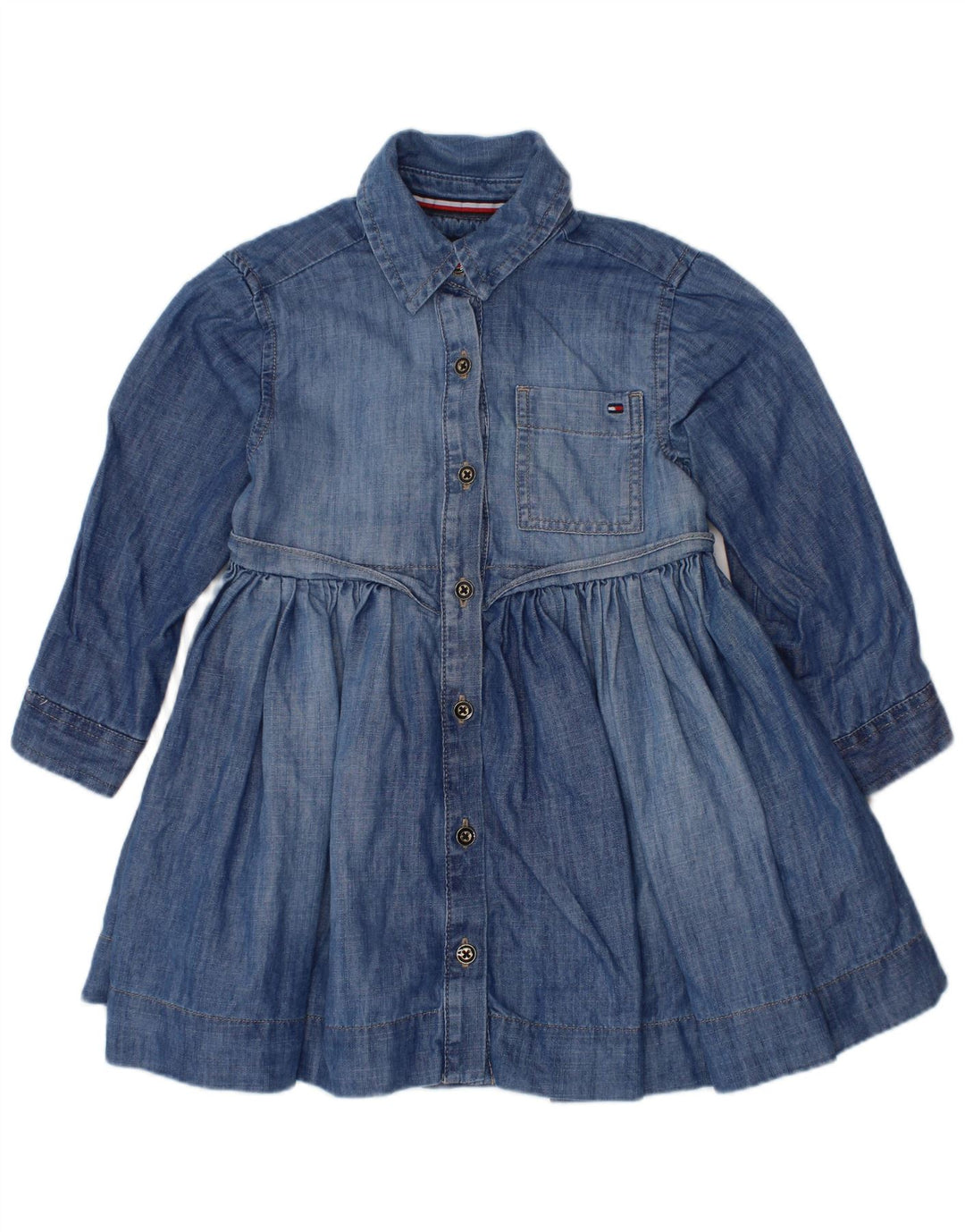 TOMMY HILFIGER Robe en jean à manches longues pour bébé fille 18-24 mois Bleu Coton