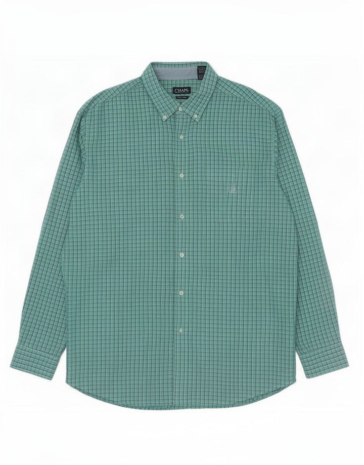 Chaps Chemise haute pour homme 3XL en coton à carreaux vert