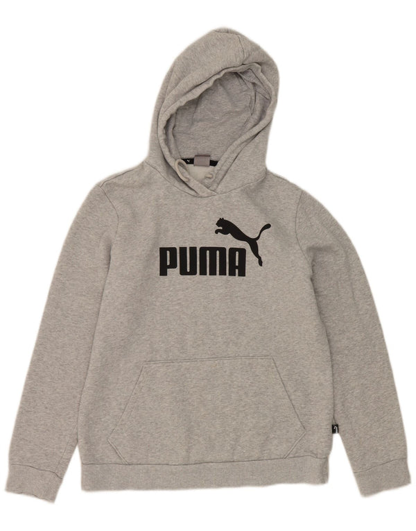 Puma Pull à capuche graphique pour femme UK 12 Gris moyen Coton