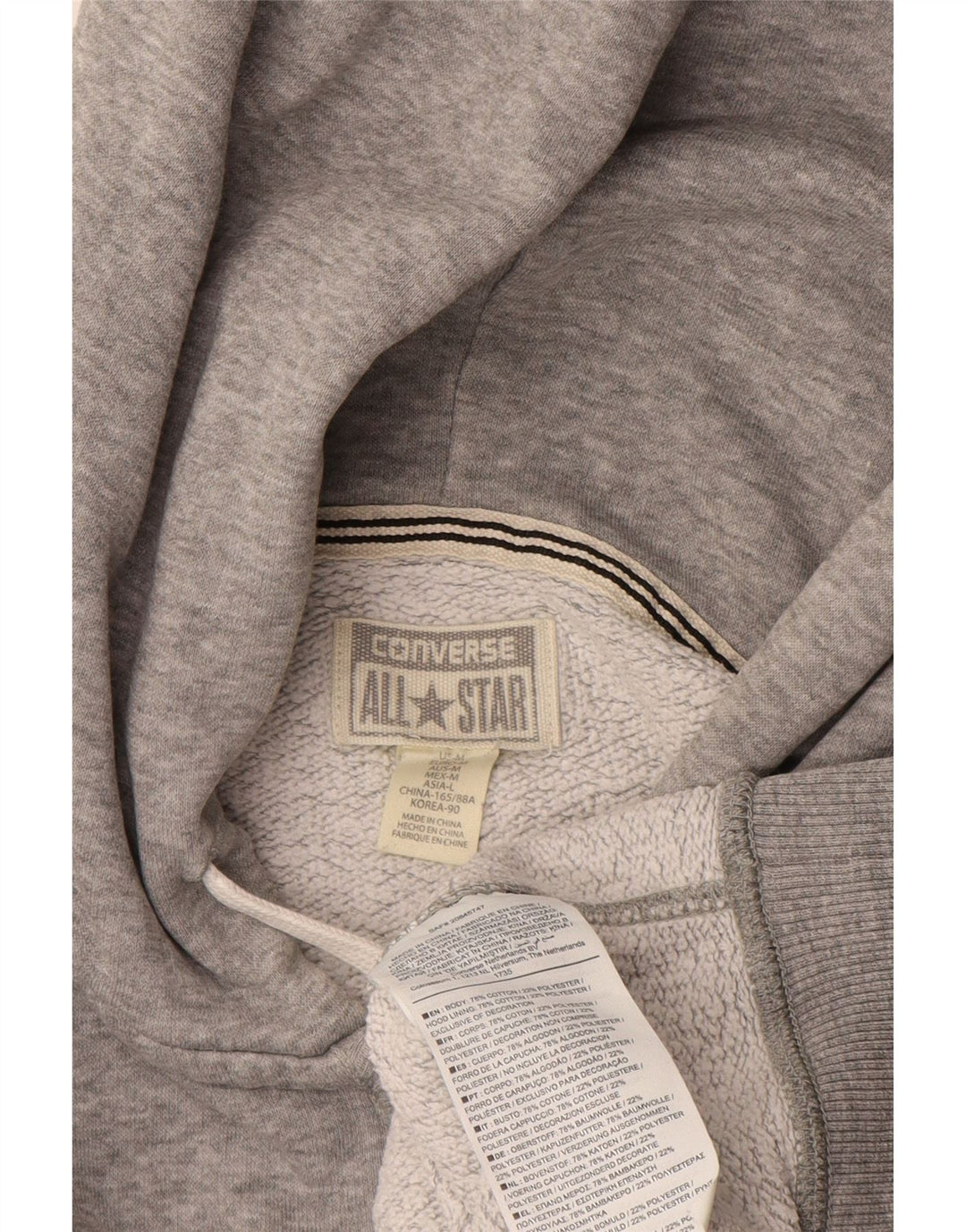 Converse Sweat à Capuche Zippé Homme Gris Moyen Moucheté Coton