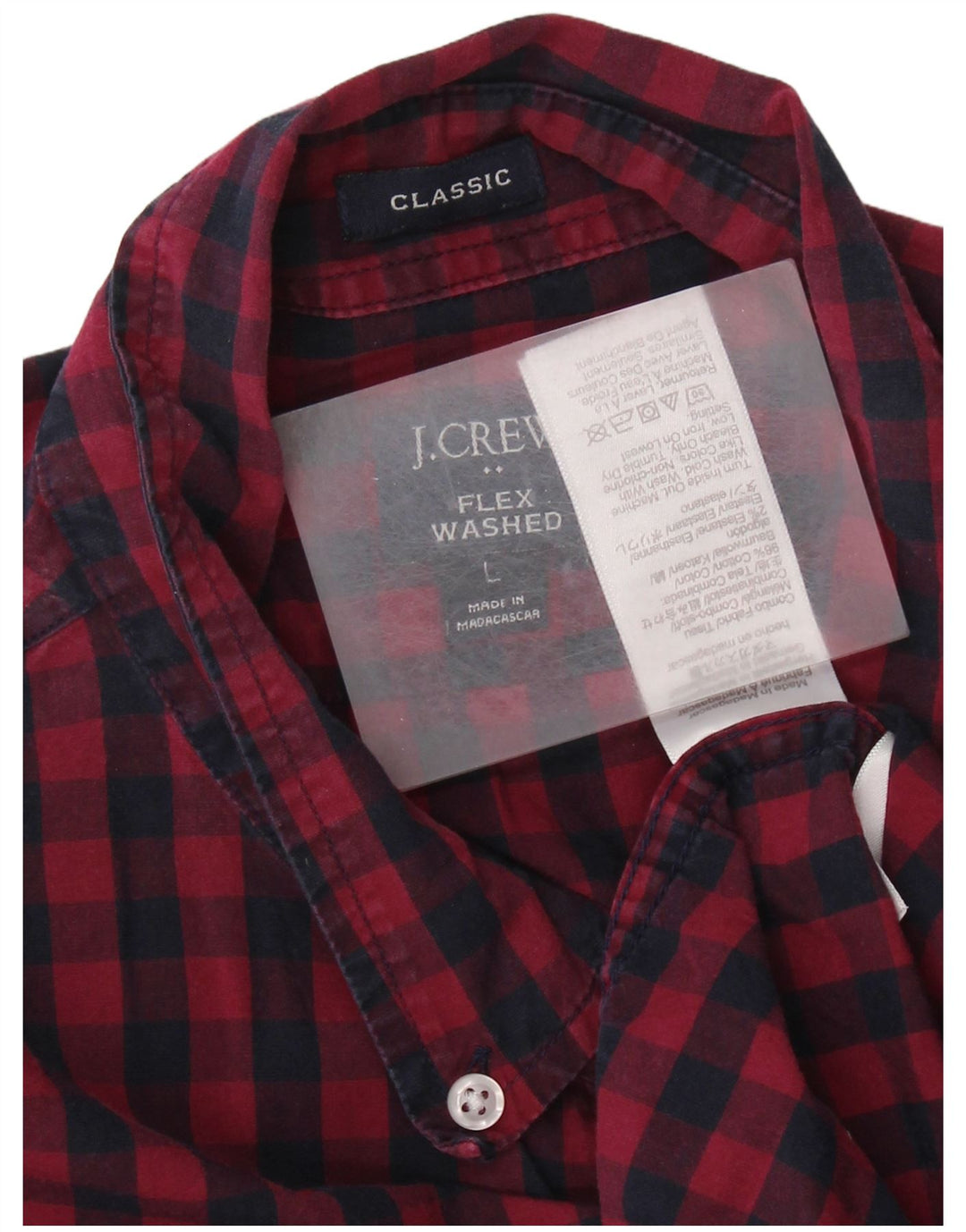 J. CREW Chemise coupe classique pour homme en coton vichy bleu marine