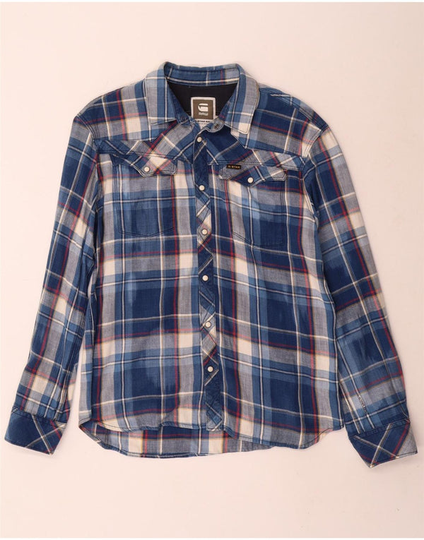 G-Star Chemise en flanelle XL bleu à carreaux en coton pour homme