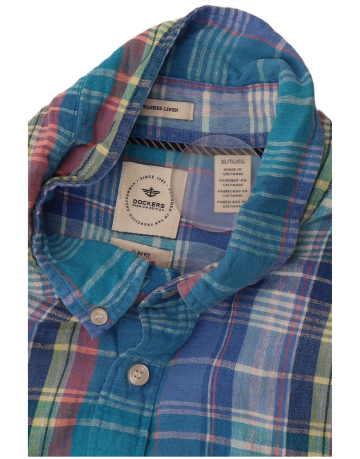 DOCKERS Chemise Slim Fit en Flanelle XL Bleu à Carreaux Homme