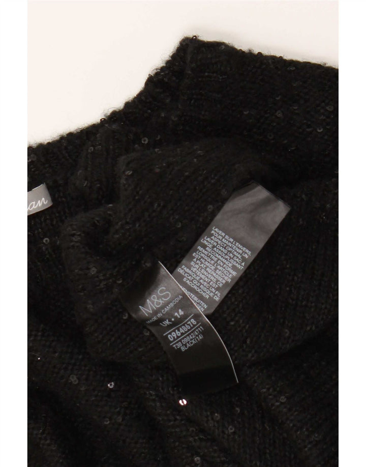 Marks & Spencer Pull surdimensionné à col bateau pour femme UK 14 Large Noir