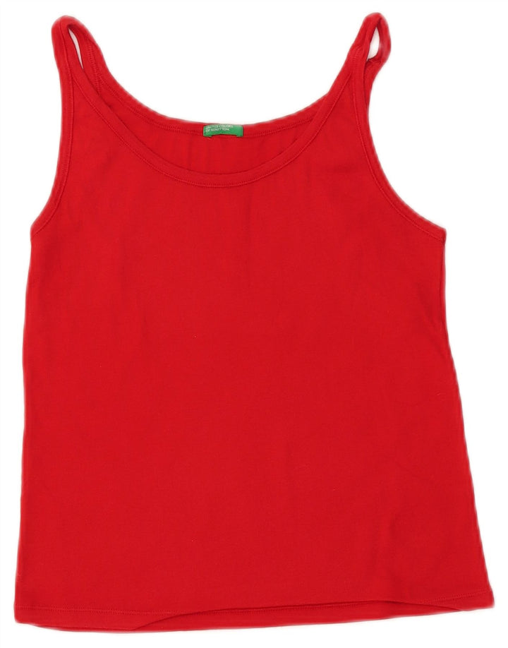 BENETTON Femme Cami Top UK 12 Coton Rouge Moyen