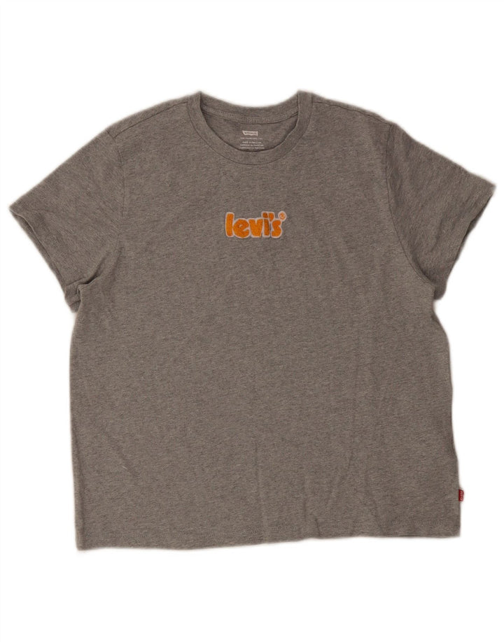 Levi's T-Shirt Graphique Femme UK 12 Gris Moyen Coton
