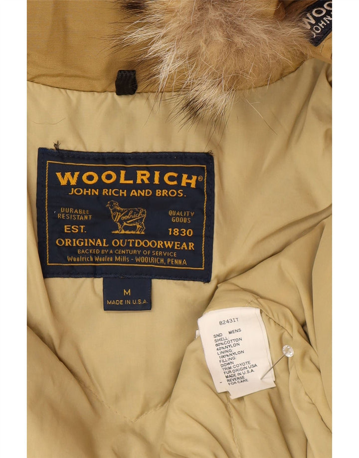 Woolrich Manteau rembourré à capuche pour homme UK 38 Coton beige moyen