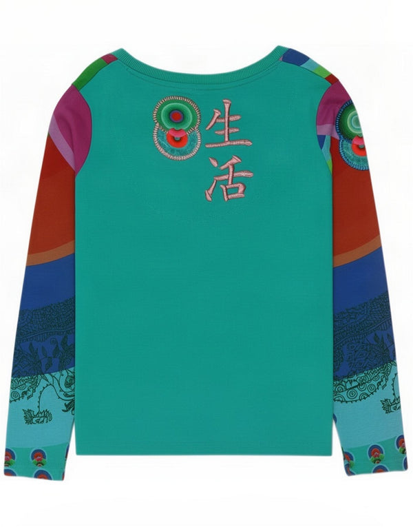 Desigual Haut Graphique à Manches Longues pour Femme UK 14 Grand Paisley Multicolore
