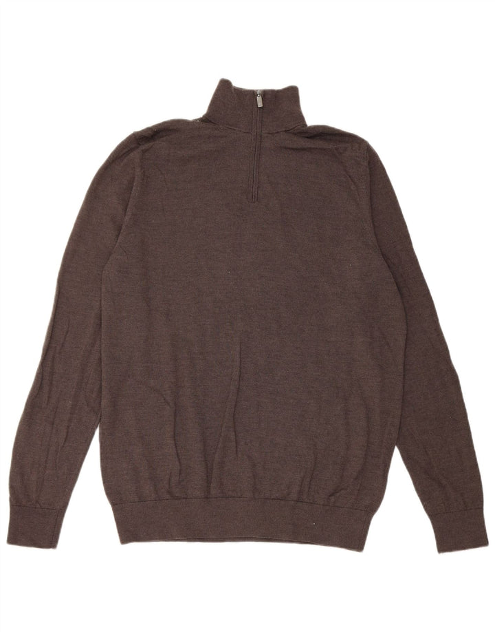 Marks & Spencer Pull autographe à col zippé pour homme Marron Taille L