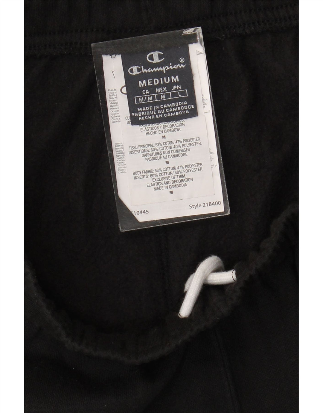 Champion Short de Sport Graphique Homme Noir Moyen Coton