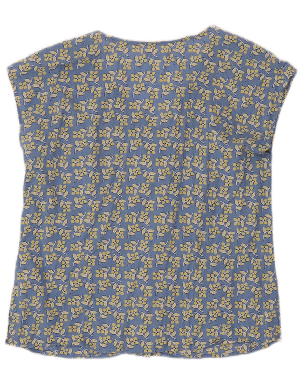 White Stuff Chemisier à manches courtes pour femme UK 42 Bleu moyen floral