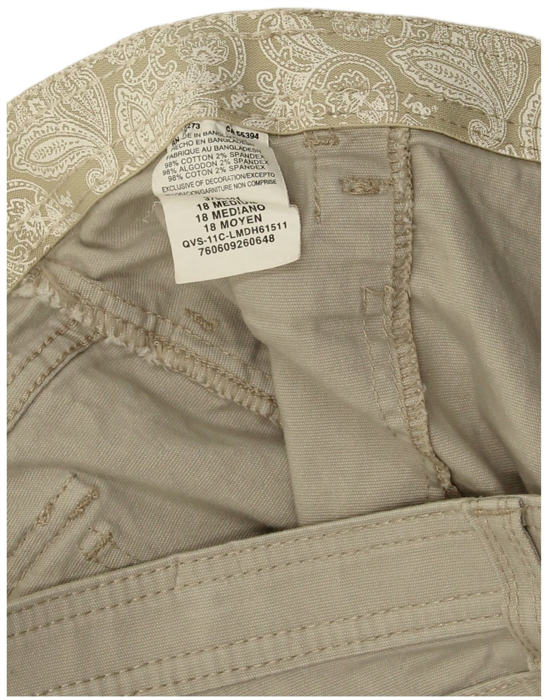 LEE Short cargo taille haute pour femme US 18 2XL W38 Coton beige