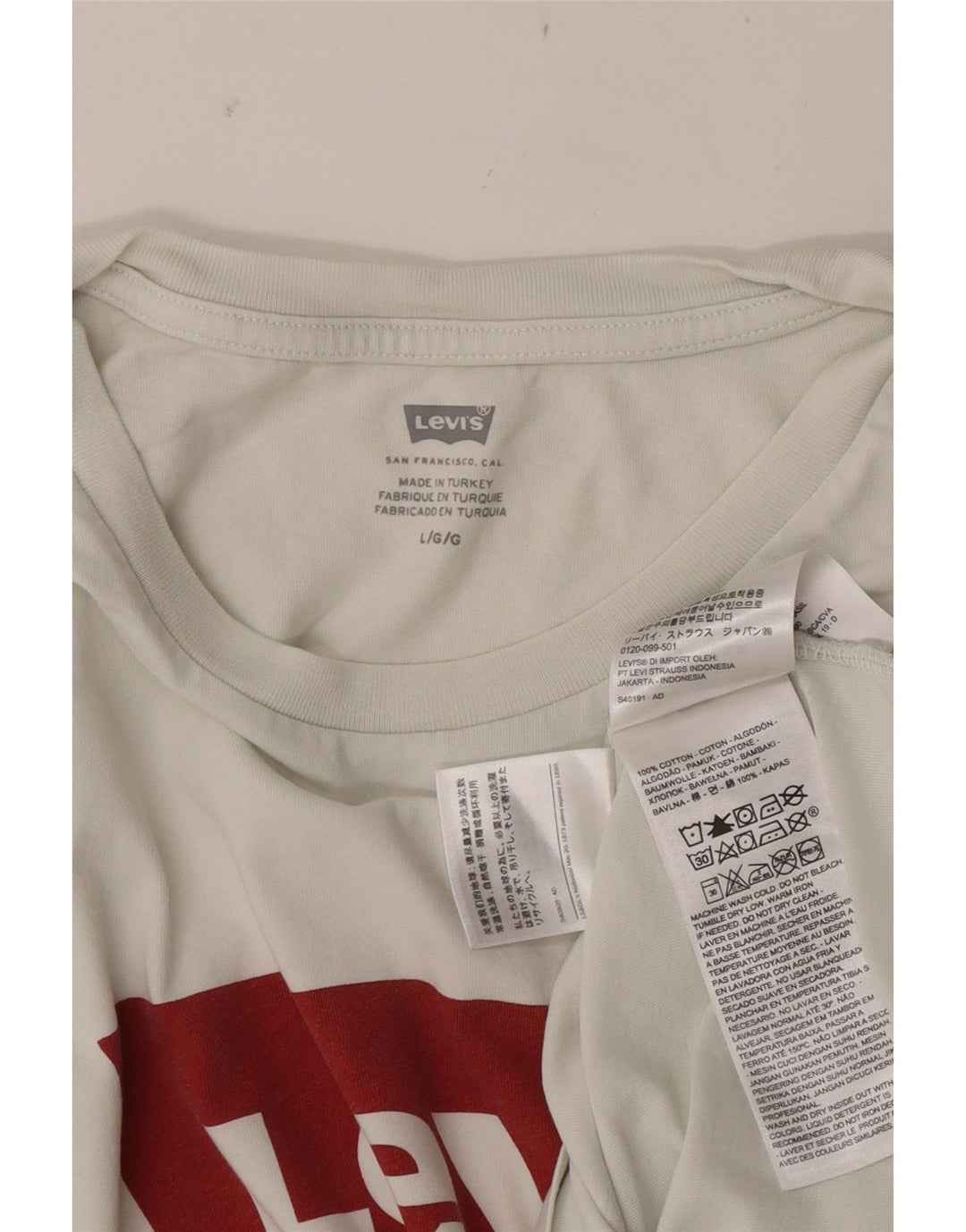 Levi's T-Shirt Graphique Homme Blanc Large Coton