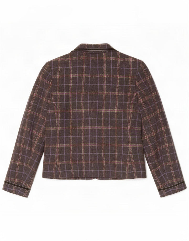 Joules Veste blazer à 2 boutons pour femme UK 12 Laine à carreaux noir moyen