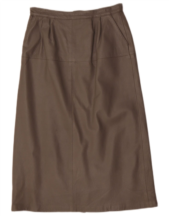 jupe en cuir Midi femme vintage EU 40 Moyen W28 Marron