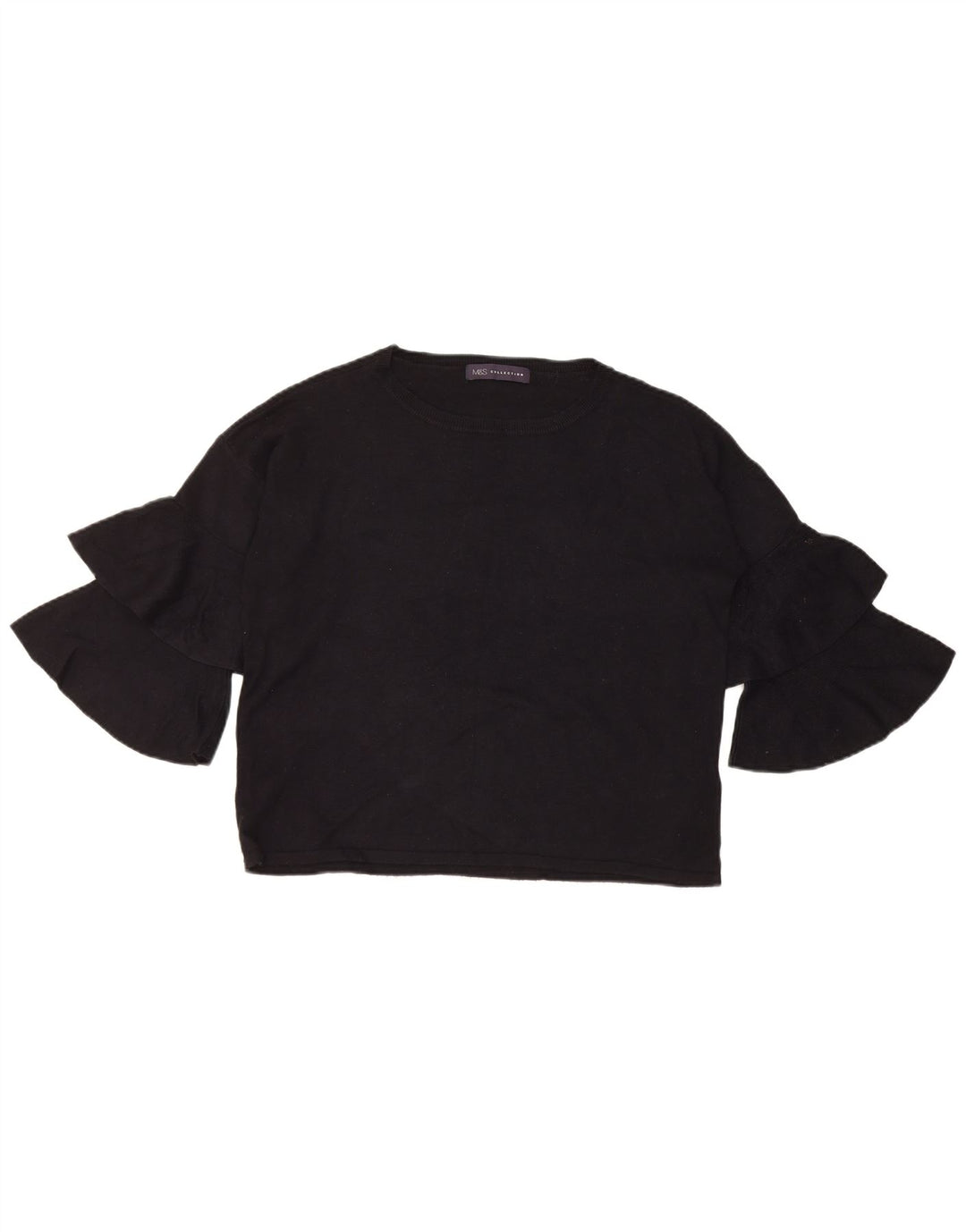 Marks & Spencer Haut surdimensionné à manches 3/4 pour femme UK 8 Small Noir Viscose