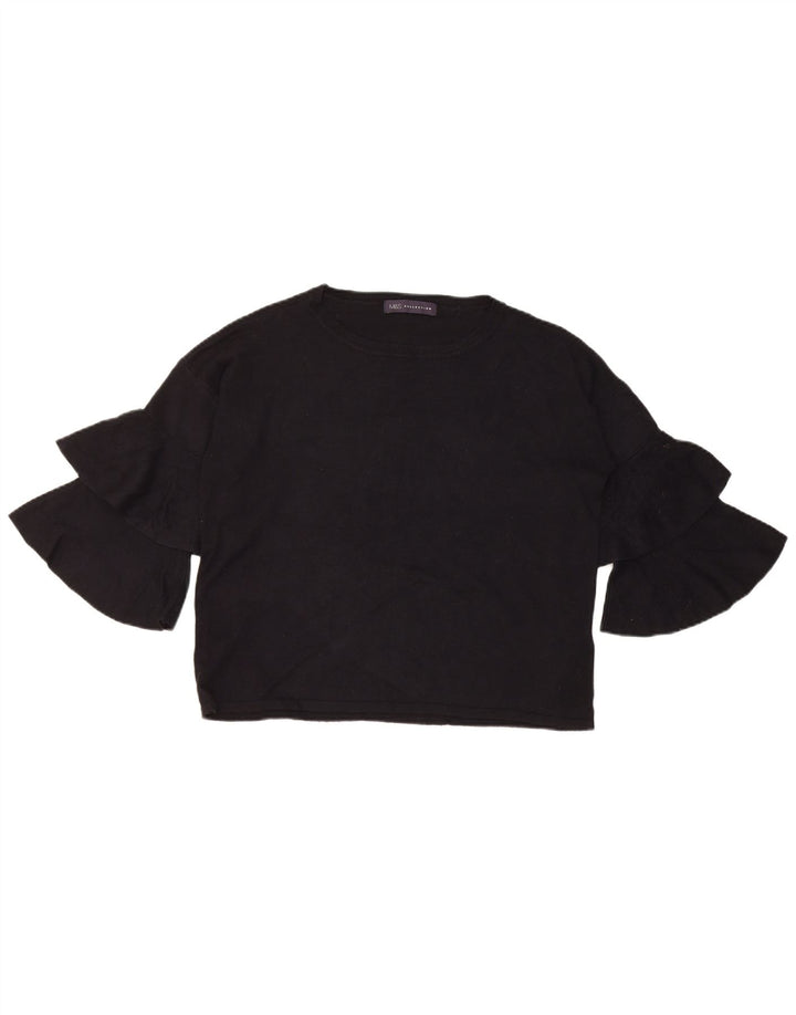 Marks & Spencer Haut surdimensionné à manches 3/4 pour femme UK 8 Small Noir Viscose