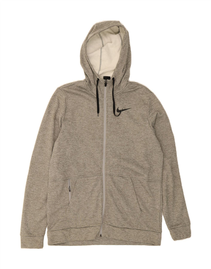 NIKE Mens Dri Fit Standard Fit Zip Hoodie Sweater Large Grey Polyester Vintage Nike and Second-Hand Nike from Messina Hembry 