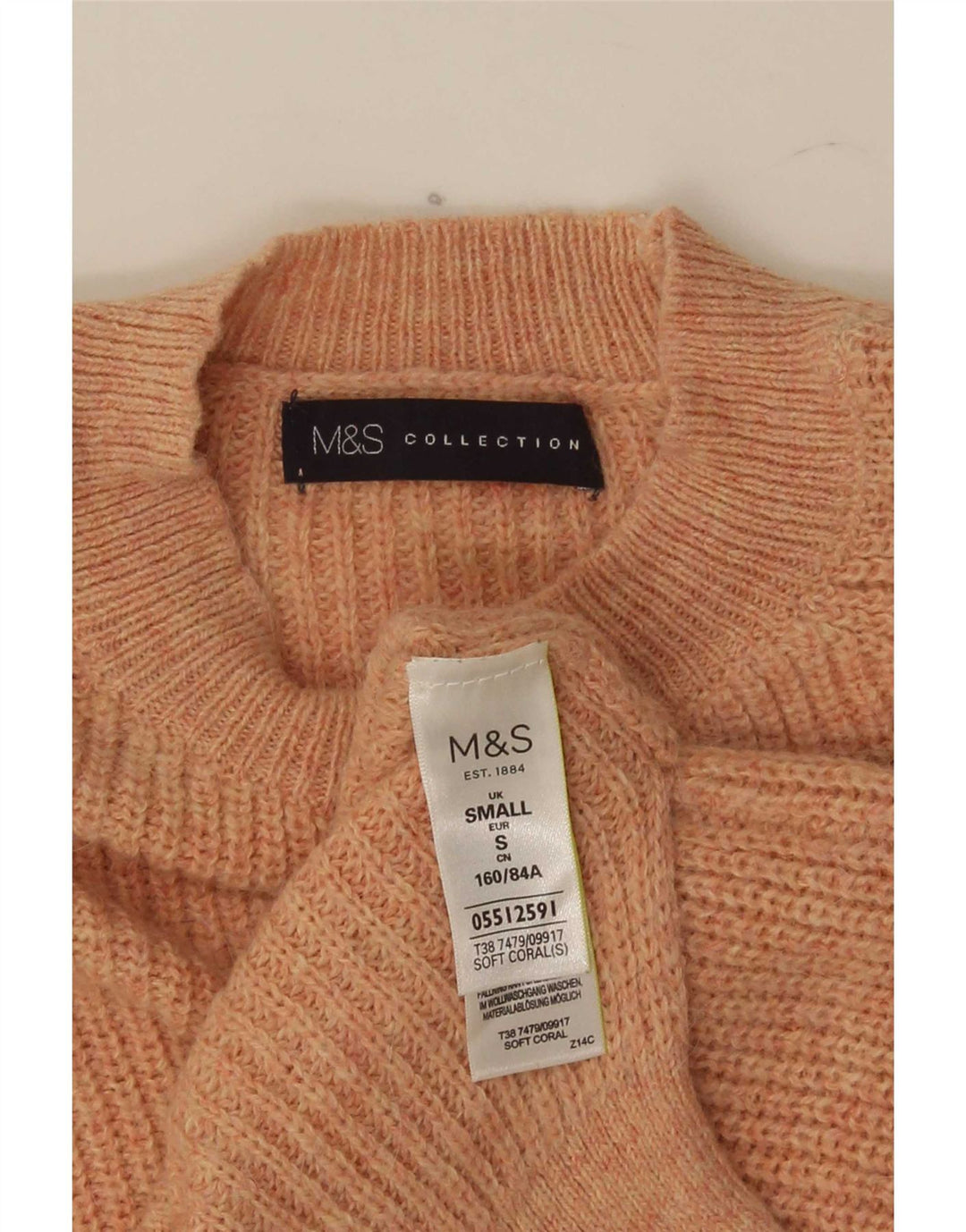 Marks & Spencer Pull surdimensionné à col rond pour femme UK 10 Petit Rose