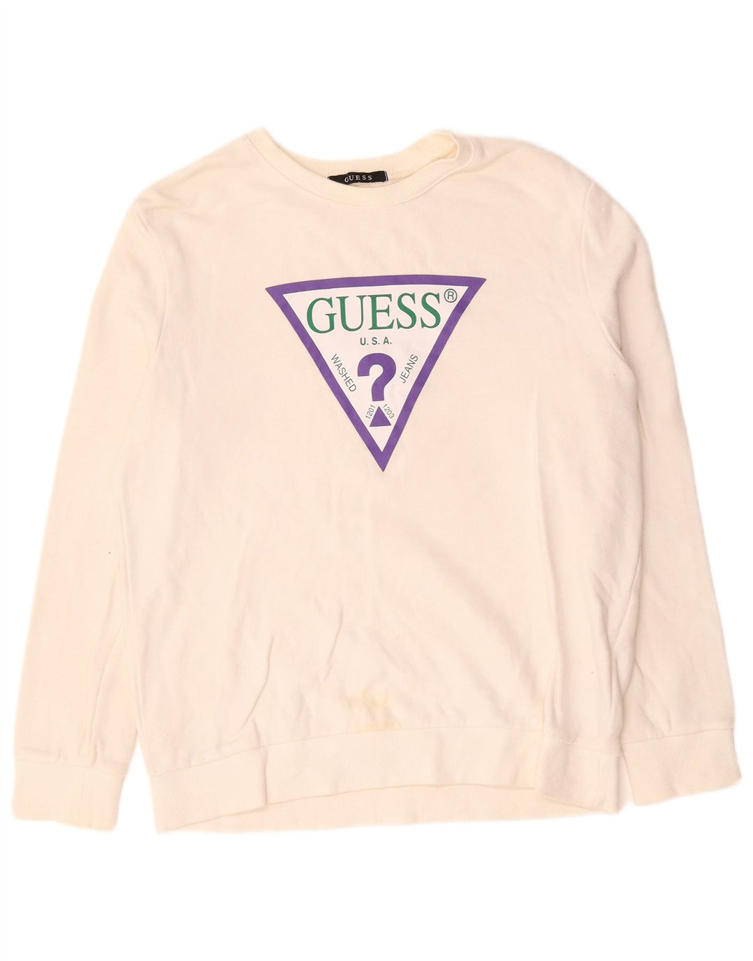 Guess Sweat-shirt graphique pour femme UK 14 en coton blanc cassé moyen