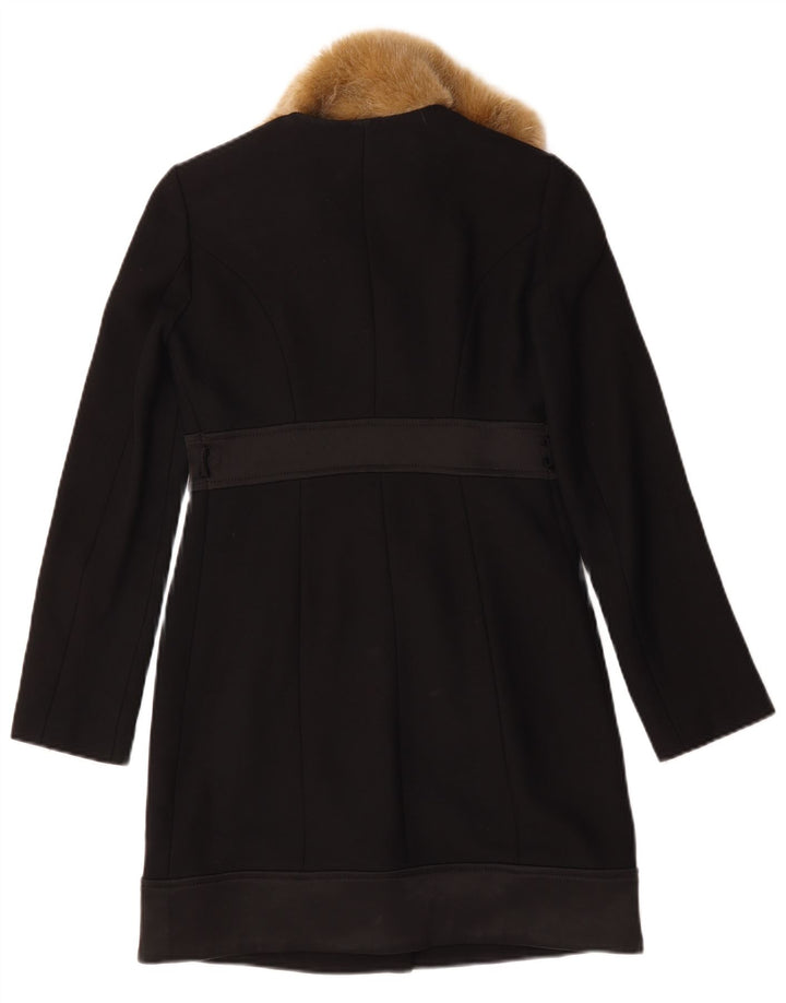 vintage Femme Pardessus IT 40 Petite Viscose Noire