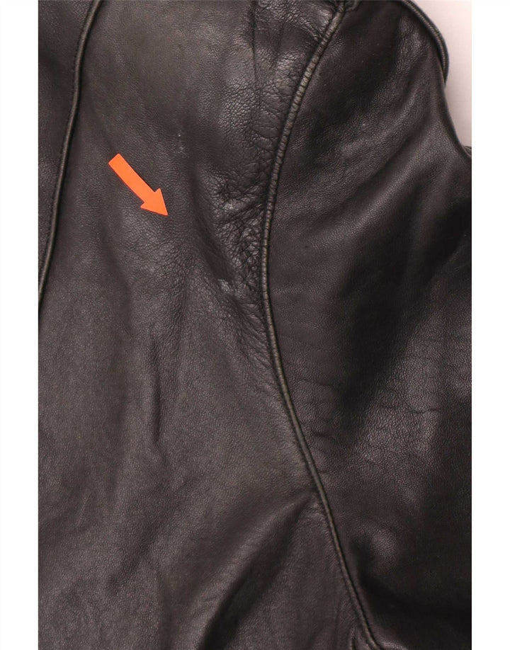 Veste motard en cuir femme vintage EU 40 Moyen Noir