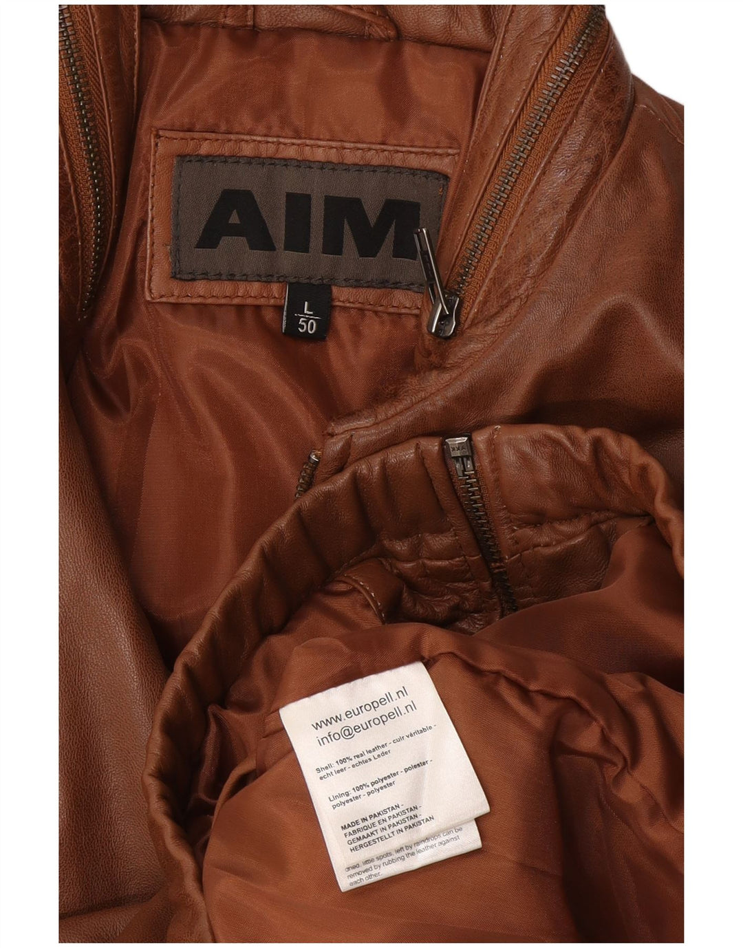 AIM Veste en cuir bomber pour homme EU 50 Grand cuir marron