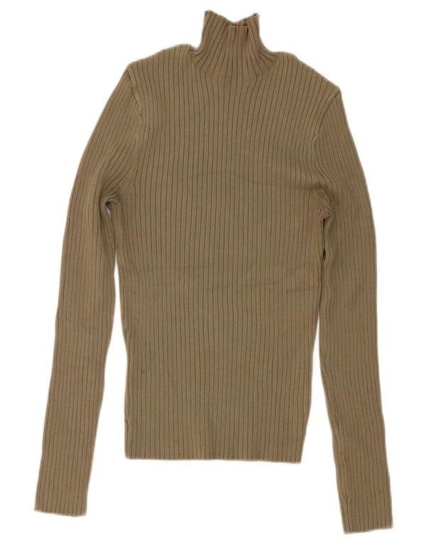 Zara Femme Top Manches Longues UK 12 Medium Kaki Viscose