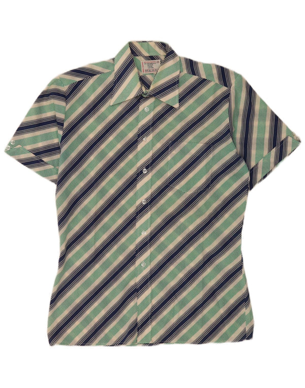 vintage Mens Short Sleeve Shirt Taille 39 Moyen Multicolore Rayé