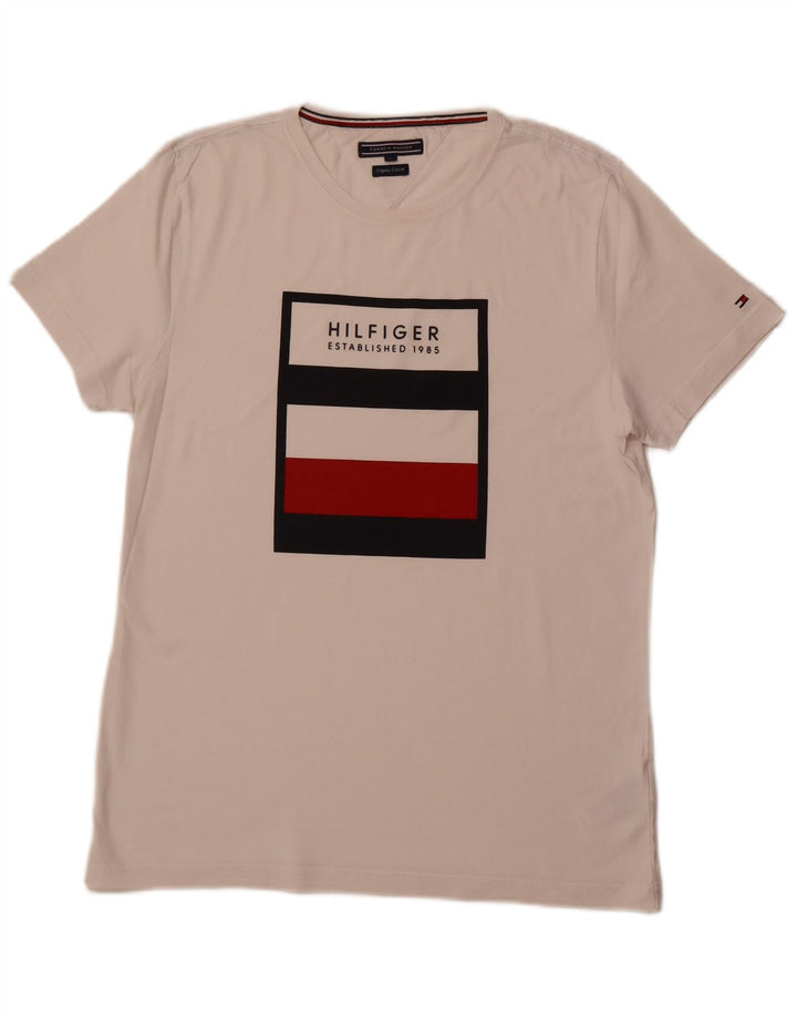 TOMMY HILFIGER T-Shirt Graphique Homme Grand Blanc Coton