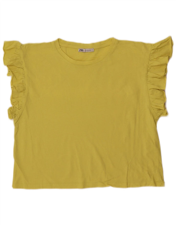 Zara Womens Crop Blouse Top UK 10 Petit Jaune